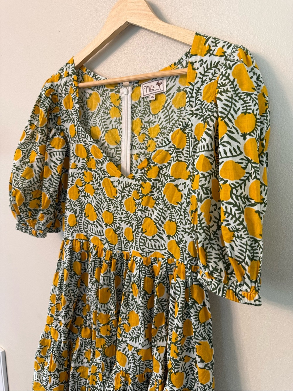 Mille Resort Kiki Lemon Print Mini Dress XS Cottagecore European Summer - Picture 6 of 8